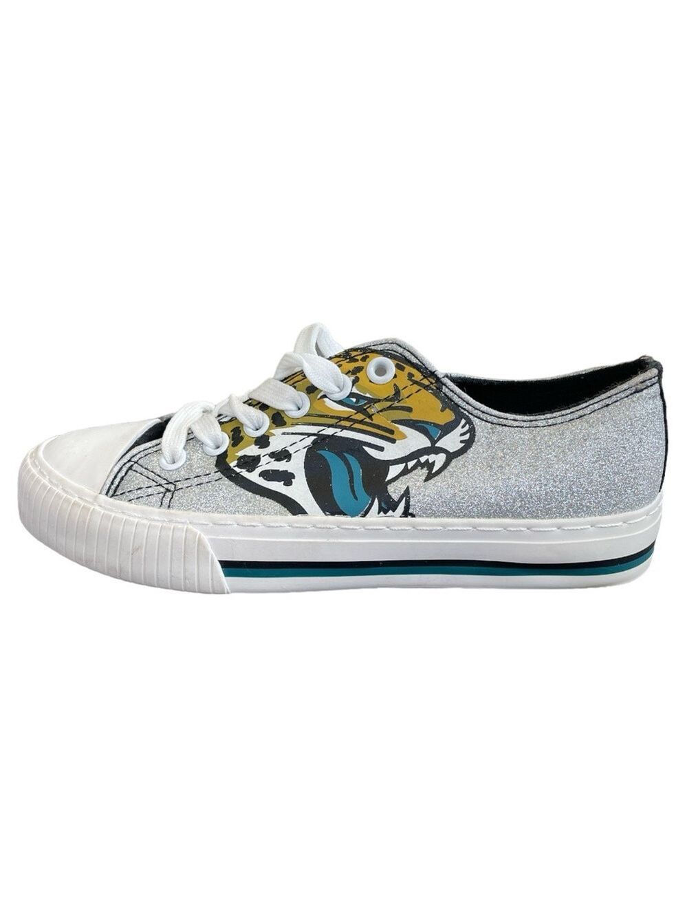 NFL Jacksonville Jaguars Glitter Low Top Canvas Foco Shoes Size 6